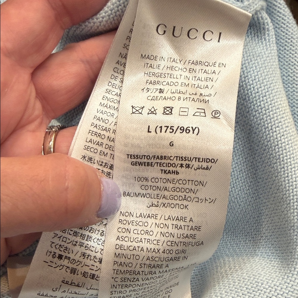 GUCCI | ✨NEW✨ GG Cotton Crewneck Top in Pale Blue - Picture 9 of 10